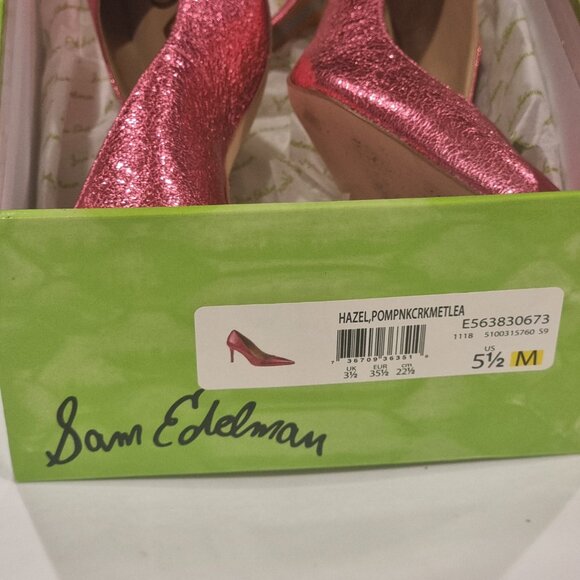 Sam Edelman Hazel Metallic Leather Pumps size 5.5M - Picture 2 of 5